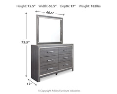 Lodanna Queen Upholstered Panel Bed, Dresser and Mirror