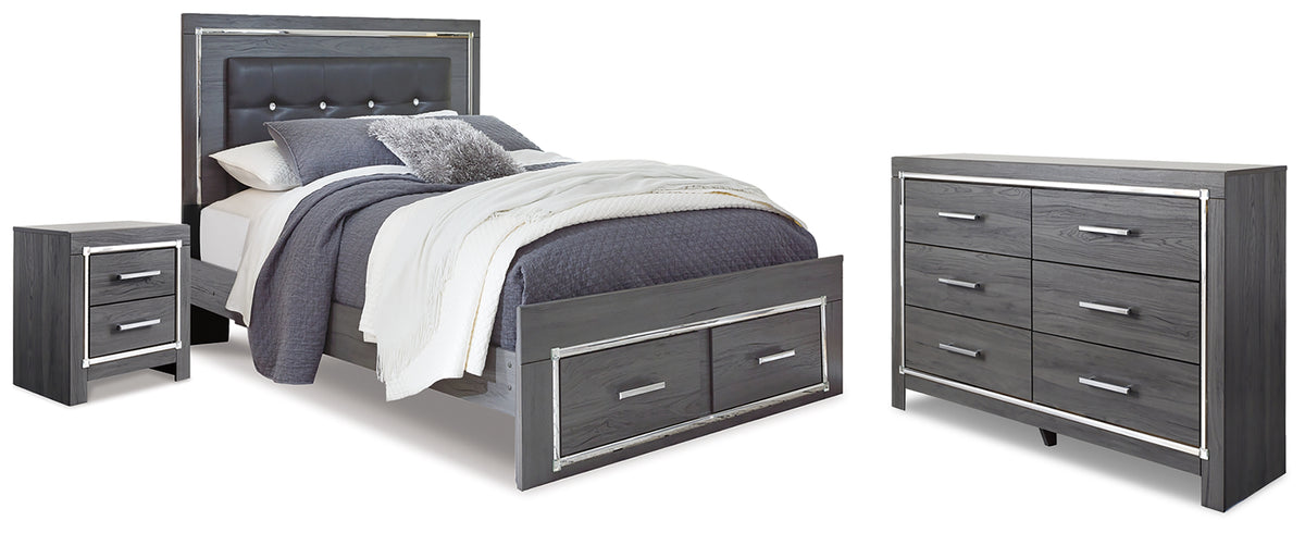 Best Deals Furniture - Ashley Furniture - Lodanna Queen Storage Bed, Dresser and Nightstand - Queen Storage Bed, Dresser and Nightstand / Gray - B214B53