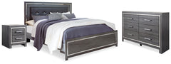 Best Deals Furniture - Ashley Furniture - Lodanna King Upholstered Panel Bed, Dresser and Nightstand - King Upholstered Panel Bed, Dresser and Nightstand / Gray - B214B27