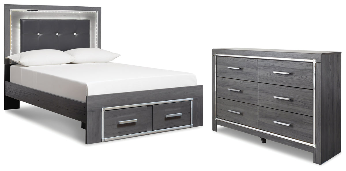 Best Deals Furniture - Ashley Furniture - Lodanna Full Panel Storage Bed and Dresser - Full Panel Storage Bed and Dresser / Gray - B214B48