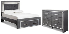Best Deals Furniture - Ashley Furniture - Lodanna Full Panel Storage Bed and Dresser - Full Panel Storage Bed and Dresser / Gray - B214B48