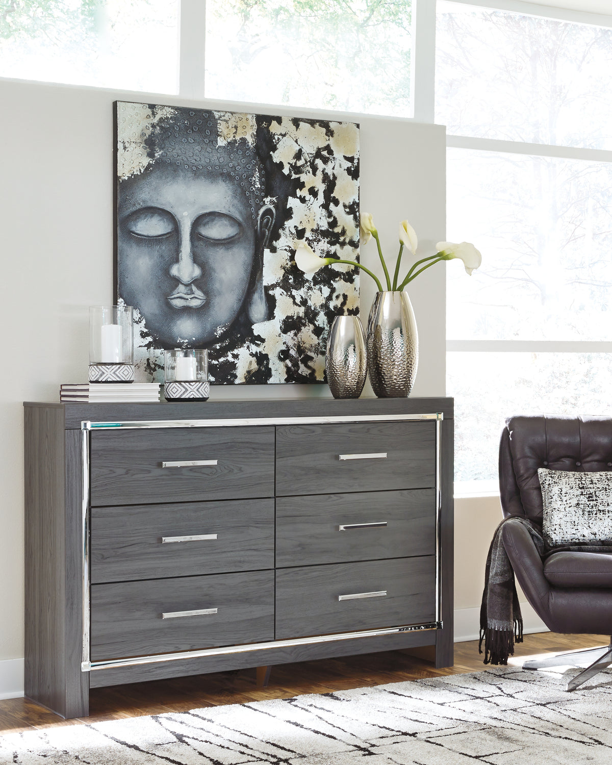 Best Deals Furniture - Ashley Furniture - Lodanna Dresser - Six Drawer Dresser / Gray - B214-31