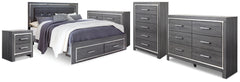 Best Deals Furniture - Ashley Furniture - Lodanna King Storage Bed, 2 Dressers, Cheat and Nightstand - King Storage Bed, 2 Dressers, Cheat and Nightstand / Gray - B214B50