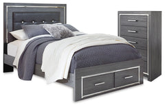Best Deals Furniture - Ashley Furniture - Lodanna Queen Panel Storage Bed and Chest - Queen Panel Storage Bed and Chest / Gray - B214B55