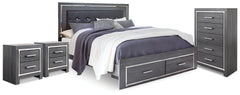 Best Deals Furniture - Ashley Furniture - Lodanna King Storage Bed, Chest and 2 Nightstands - King Storage Bed, Chest and 2 Nightstands / Gray - B214B47