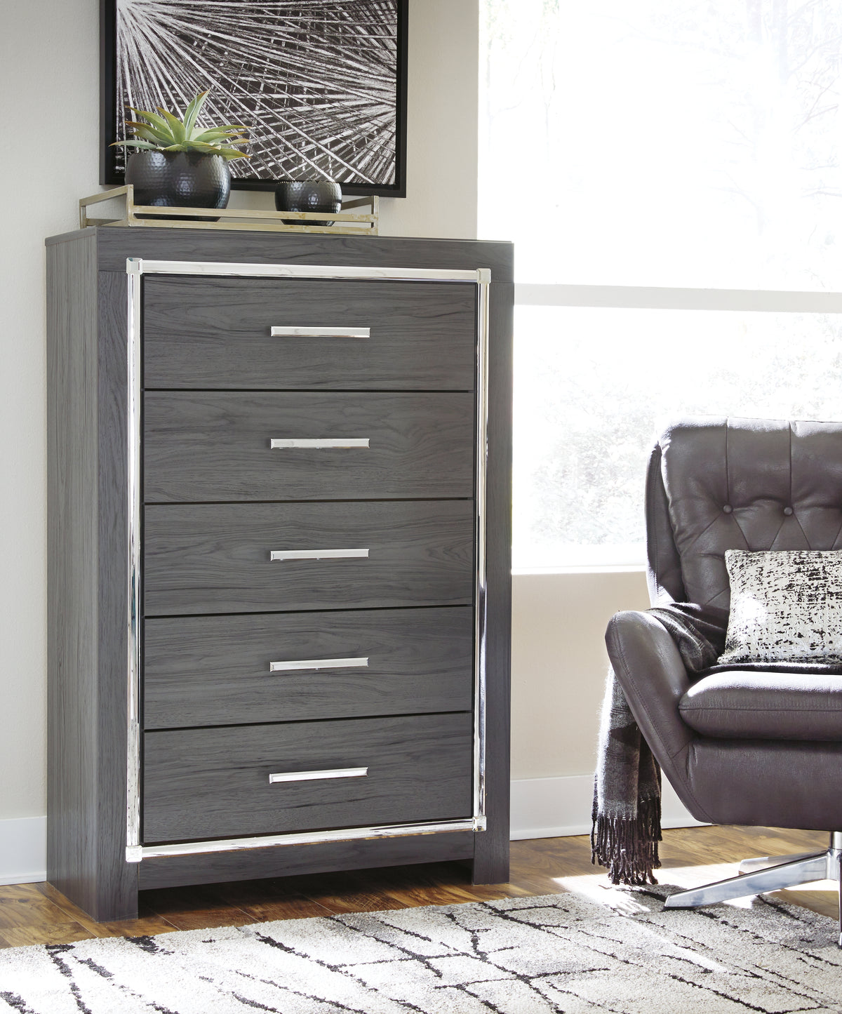 Best Deals Furniture - Ashley Furniture - Lodanna Chest of Drawers - Five Drawer Chest / Gray - B214-46