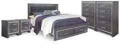 Best Deals Furniture - Ashley Furniture - Lodanna King Storage Bed, 2 Chests and 2 Nightstands - King Storage Bed, 2 Chests and 2 Nightstands / Gray - B214B58