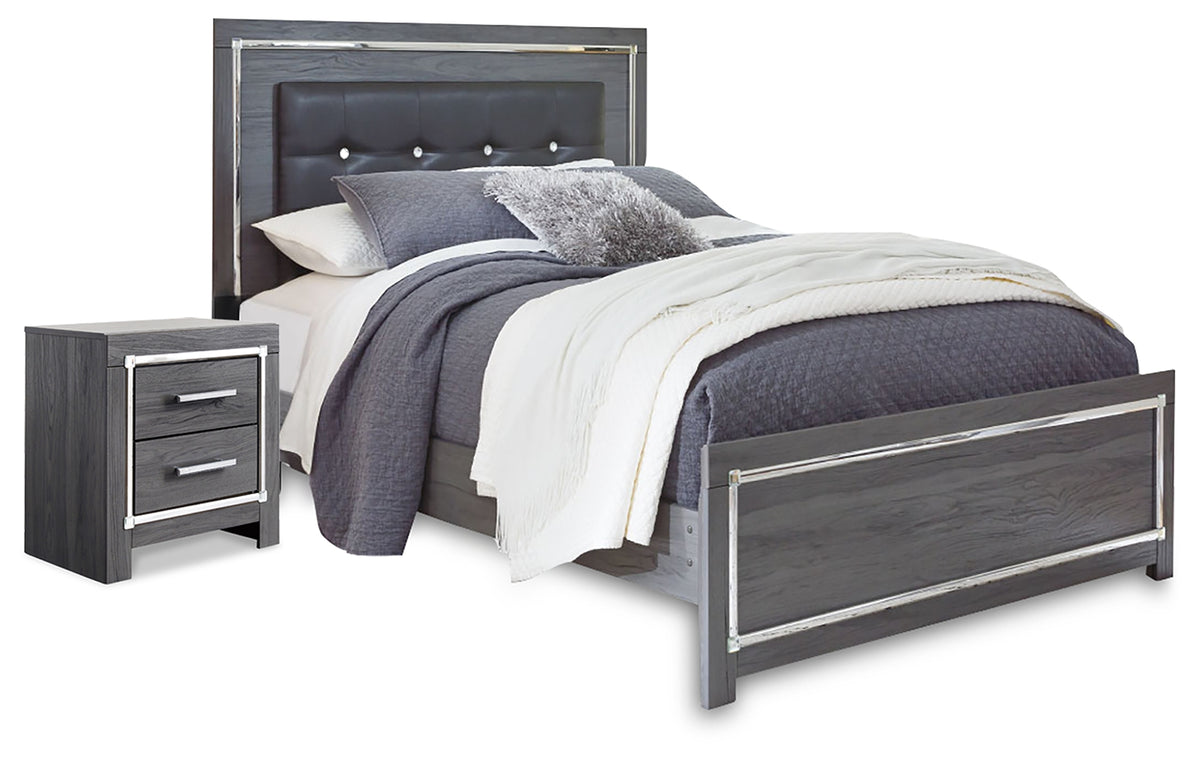 Best Deals Furniture - Ashley Furniture - Lodanna Queen Panel Bed and Nightstand - Queen Panel Bed and Nightstand / Gray - B214B56