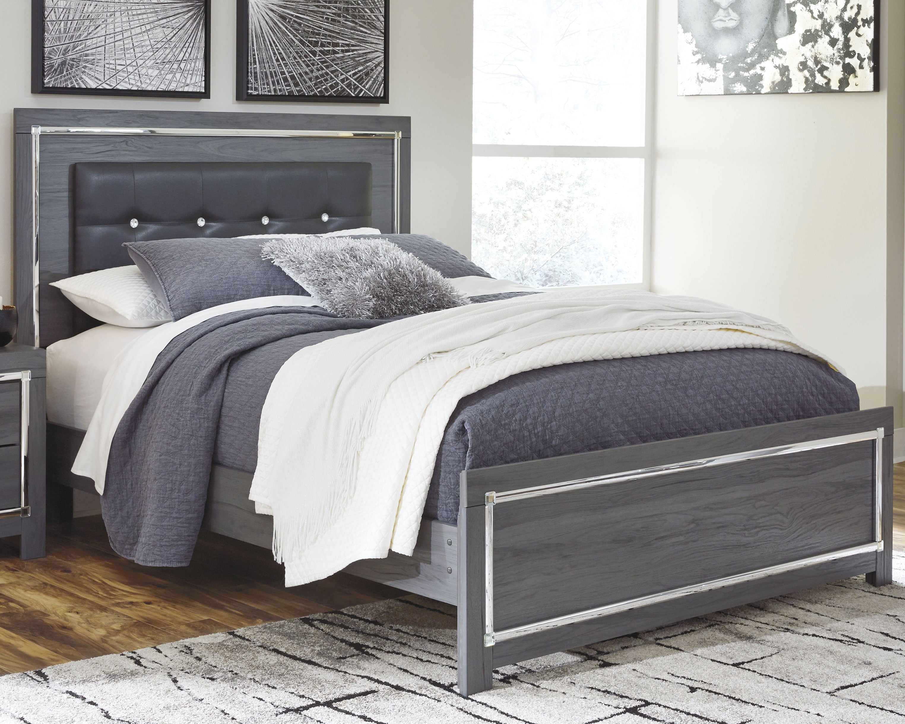 Best Deals Furniture - Ashley Furniture - Lodanna Queen Panel Bed - Queen Panel Bed / Gray - B214B2