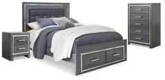 Best Deals Furniture - Ashley Furniture - Lodanna Queen Storage Bed, Chest and Nightstand - Queen Storage Bed, Chest and Nightstand / Gray - B214B41