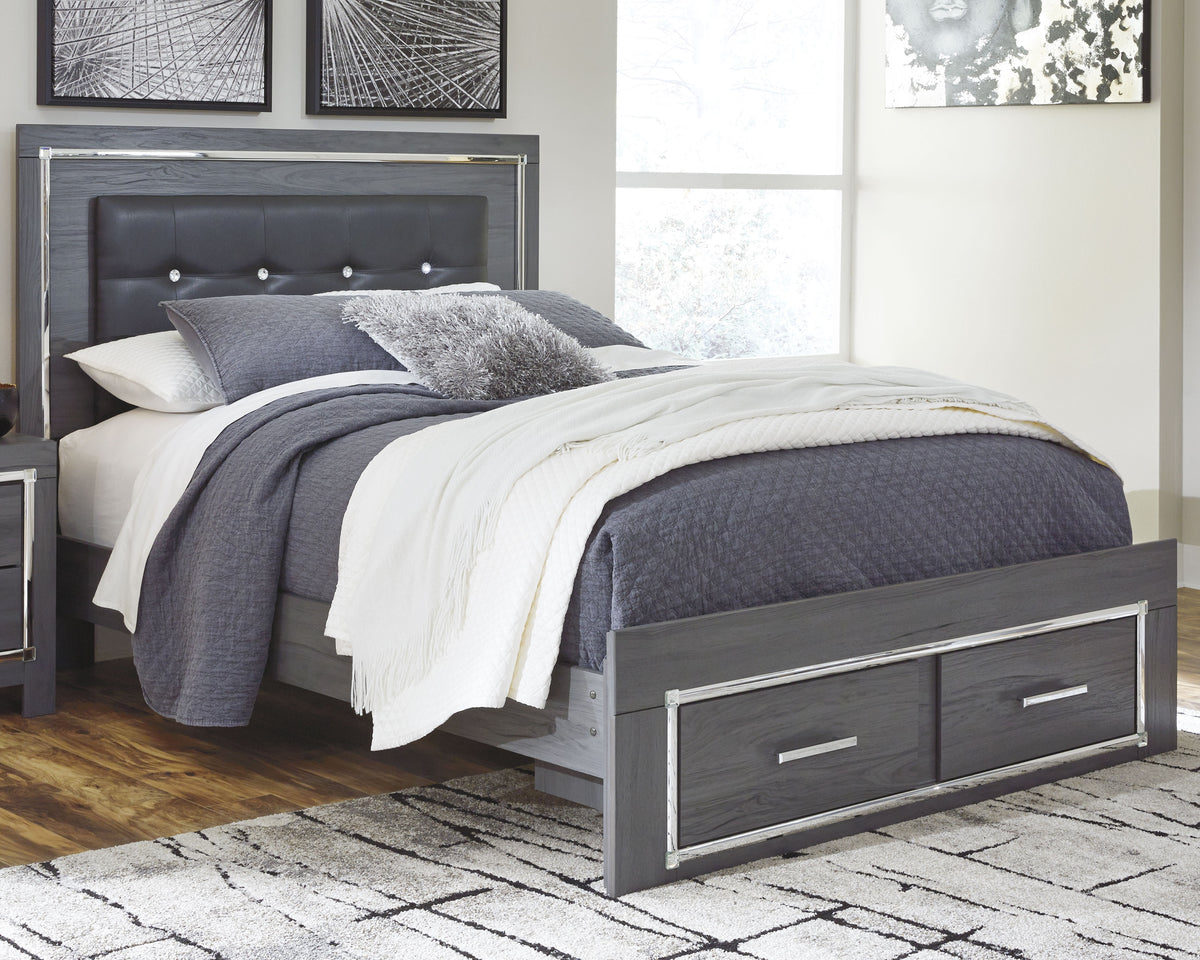 Best Deals Furniture - Ashley Furniture - Lodanna Queen Panel Bed with 2 Storage Drawers - Queen Panel Bed with 2 Storage Drawers / Gray - B214B3