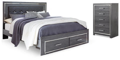 Best Deals Furniture - Ashley Furniture - Lodanna King Storage Bed and Chest - King Storage Bed and Chest / Gray - B214B42