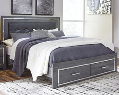 Best Deals Furniture - Ashley Furniture - Lodanna King Panel Bed with 2 Storage Drawers - King Panel Bed with 2 Storage Drawers / Gray - B214B11
