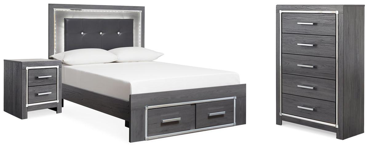 Best Deals Furniture - Ashley Furniture - Lodanna Full Storage Bed, Chest and Nightstand - Full Storage Bed, Chest and Nightstand / Gray - B214B46