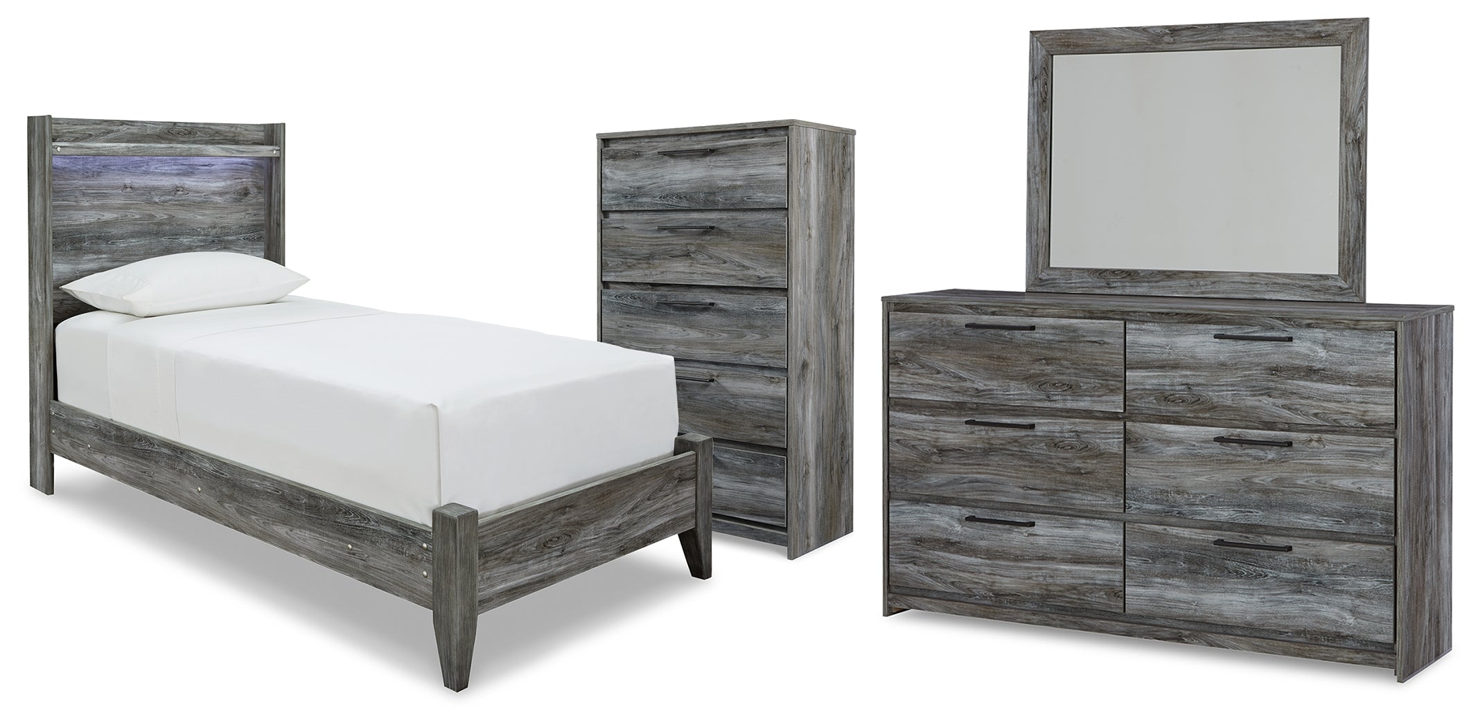 Best Deals Furniture - Ashley Furniture - Baystorm Twin Panel Bed, Dresser, Mirror and Chest - Twin Panel Bed, Dresser, Mirror and Chest - B221B95