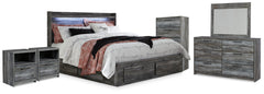 Best Deals Furniture - Ashley Furniture - Baystorm King Storage Bed, Dresser, Mirror, Chest and 2 Nightstands - King Storage Bed, Dresser, Mirror, Chest and 2 Nightstands / Gray - B221B86