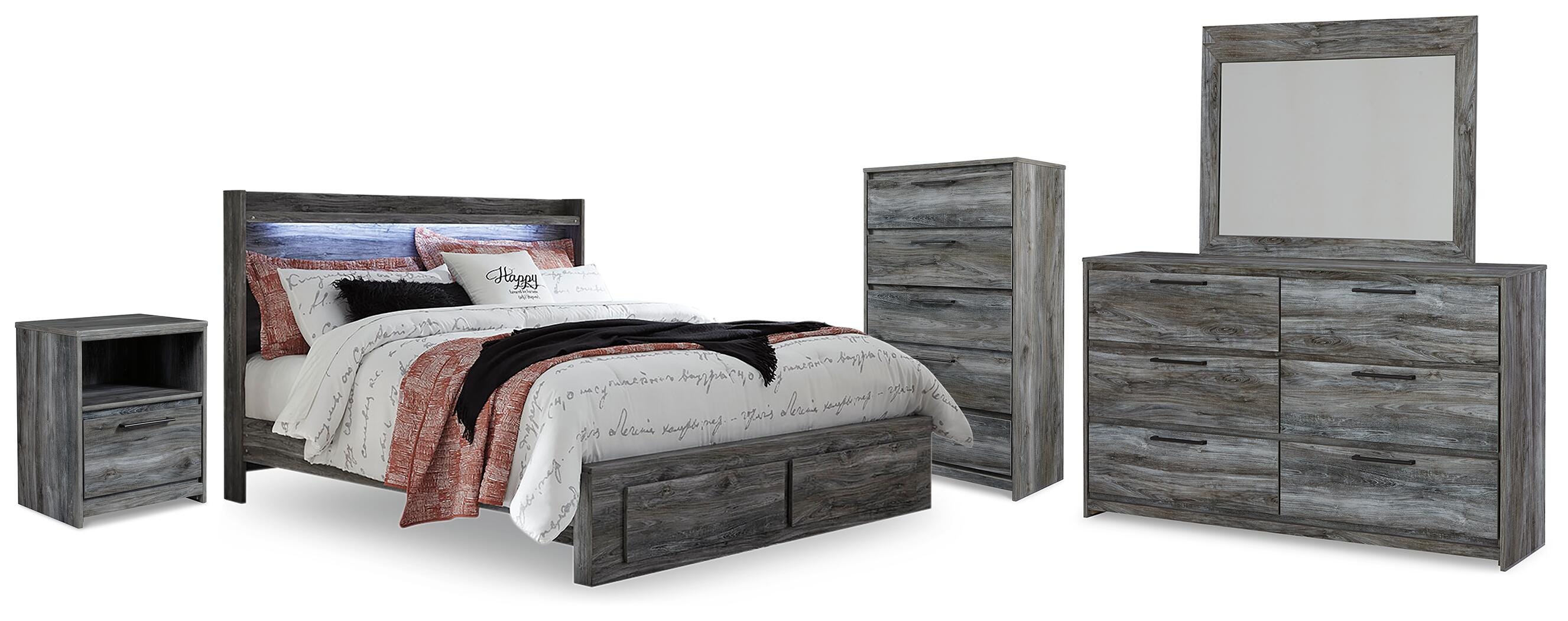 Best Deals Furniture - Ashley Furniture - Baystorm King Panel Storage Bed, Dresser, Mirror, Chest and Nightstand - King Panel Storage Bed, Dresser, Mirror, Chest and Nightstand - B221B101