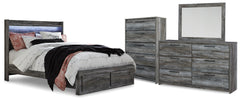 Best Deals Furniture - Ashley Furniture - Baystorm Queen Storage Bed, Dresser, Mirror and Chest - Queen Storage Bed, Dresser, Mirror and Chest / Gray - B221B82