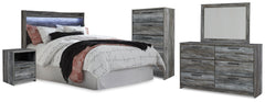 Best Deals Furniture - Ashley Furniture - Baystorm Queen Panel Headboard, Dresser, Mirror, Chest and Nightstand - Queen Panel Headboard, Dresser, Mirror, Chest and Nightstand / Gray - B221B78