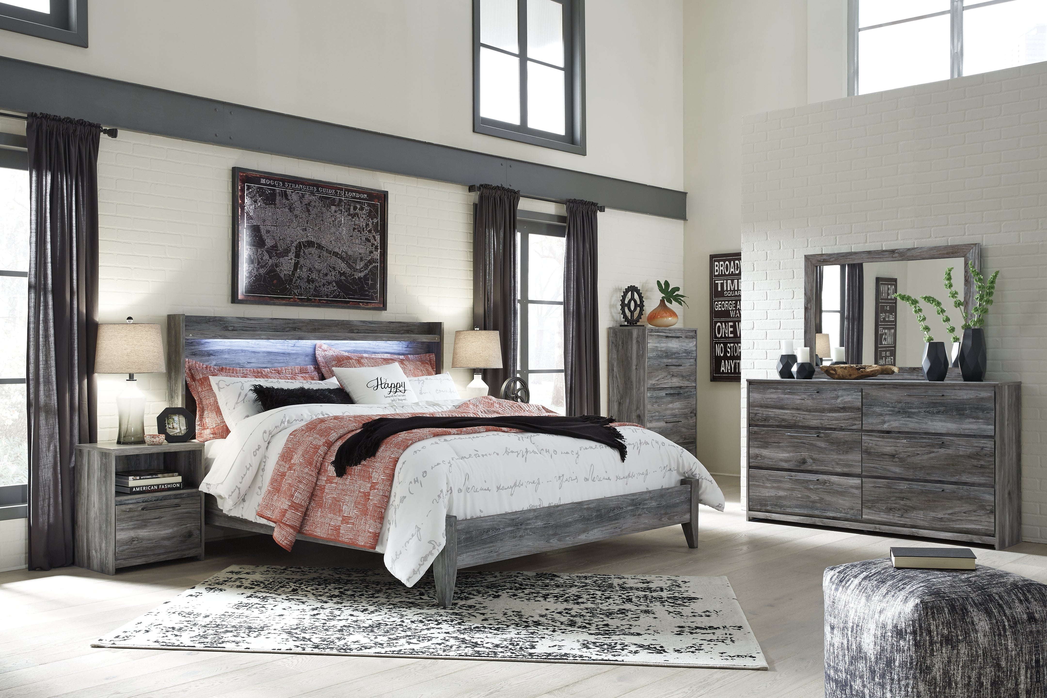 Best Deals Furniture - Ashley Furniture - Baystorm King Panel Bed, Dresser, Mirror, Chest and 2 Nightstands - King Panel Bed, Dresser, Mirror, Chest and 2 Nightstands - B221B53