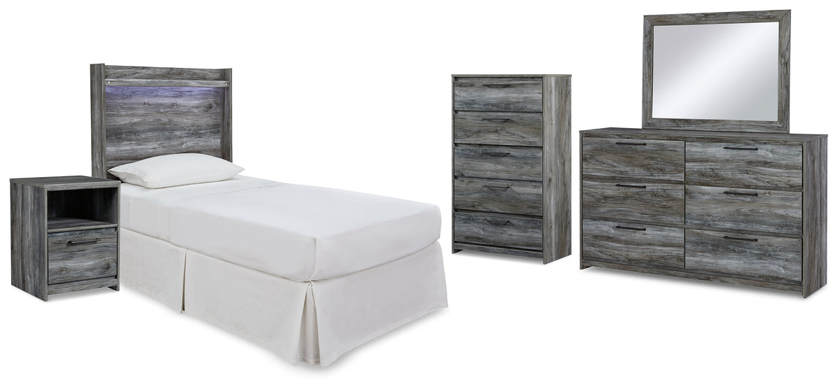 Best Deals Furniture - Ashley Furniture - Baystorm Twin Panel Headboard Bed, Dresser, Mirror and Nightstand - Twin Panel Headboard Bed, Dresser, Mirror and Nightstand / Gray - B221B74