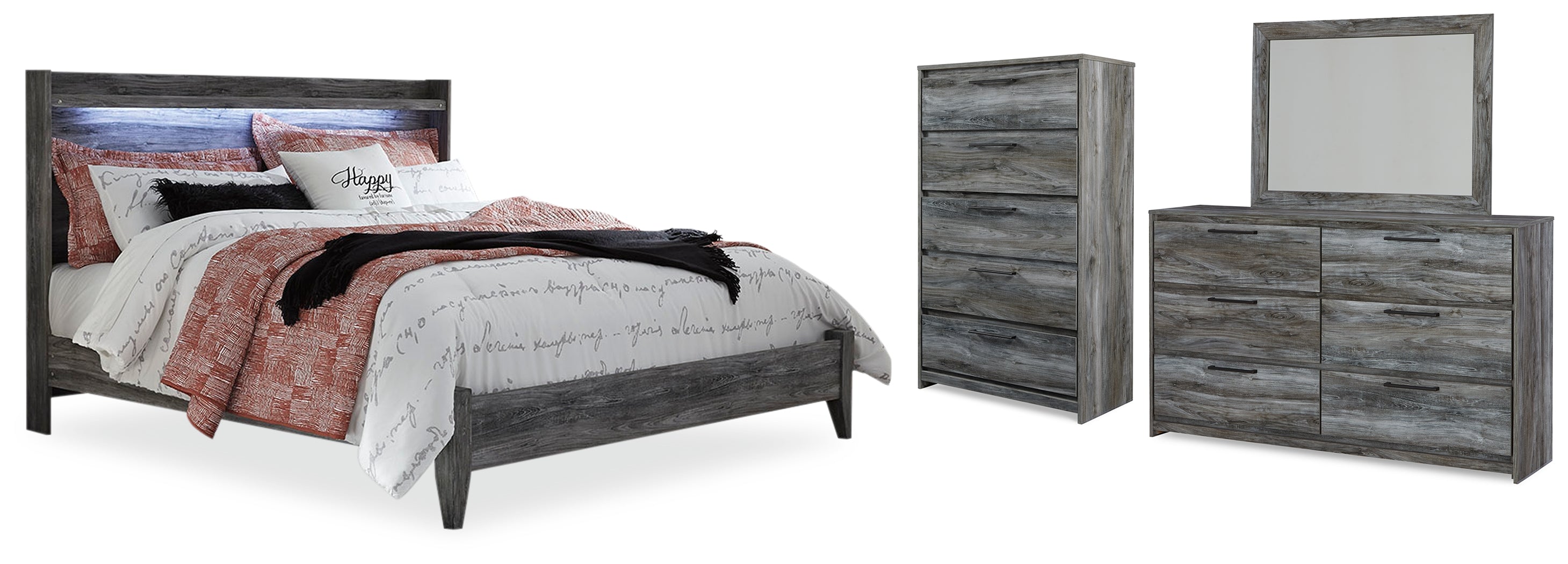 Best Deals Furniture - Ashley Furniture - Baystorm King Panel Bed, Dresser, Mirror and Chest - King Panel Bed, Dresser, Mirror and Chest - B221B52