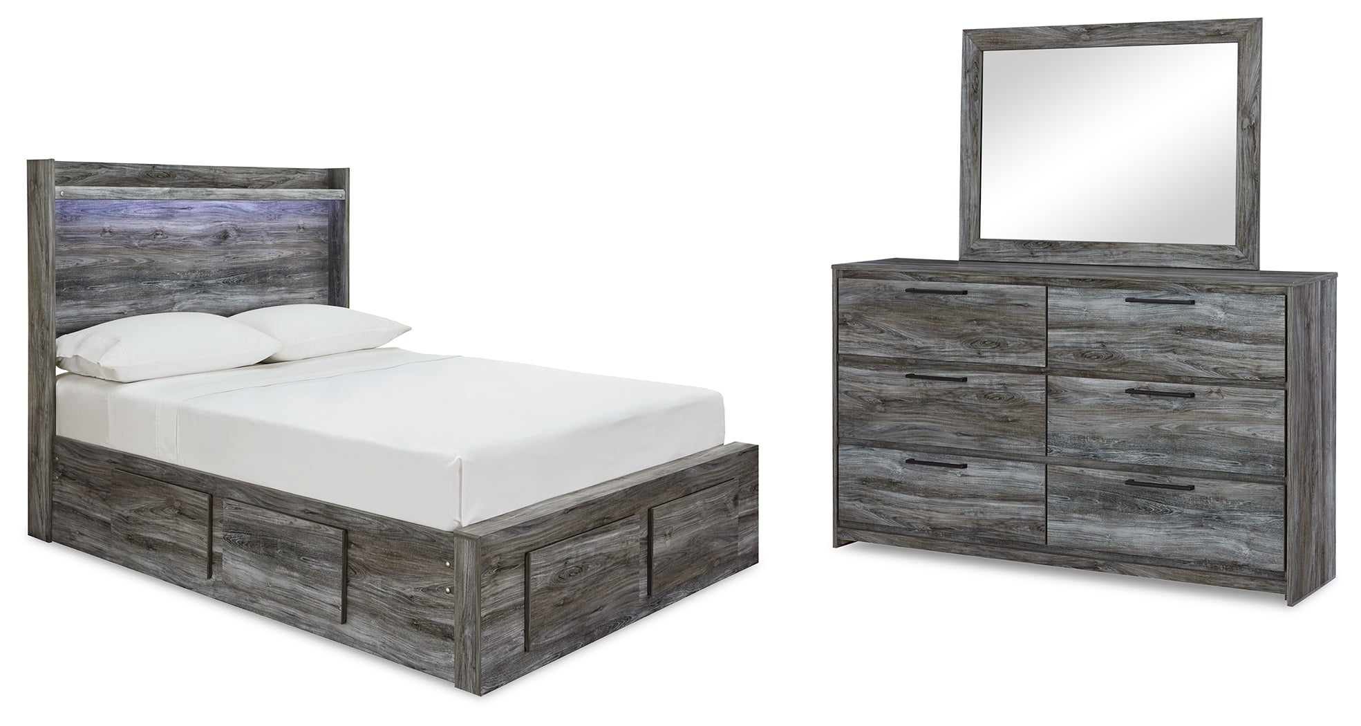 Best Deals Furniture - Ashley Furniture - Baystorm Full Panel Storage Bed, Dresser and Mirror - Full Panel Storage Bed, Dresser and Mirror / Gray - B221B70