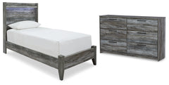 Best Deals Furniture - Ashley Furniture - Baystorm Twin Panel Bed and Dresser - Twin Panel Bed and Dresser / Gray - B221B63