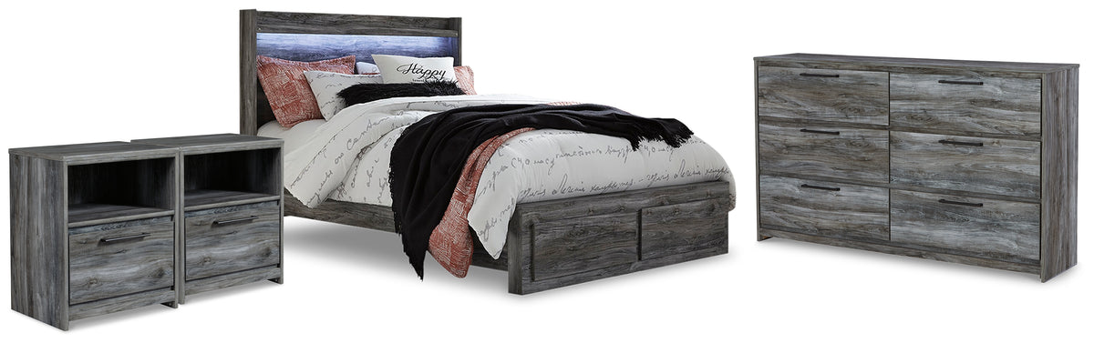 Best Deals Furniture - Ashley Furniture - Baystorm Queen Panel Storage Bed, Dresser and 2 Nightstands - Queen Panel Storage Bed, Dresser and 2 Nightstands / Gray - B221B88
