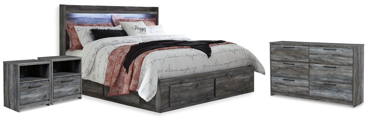 Best Deals Furniture - Ashley Furniture - Baystorm King Storage Bed, Dresser and 2 Nightstands - King Storage Bed, Dresser and 2 Nightstands / Gray - B221B85