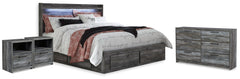 Best Deals Furniture - Ashley Furniture - Baystorm King Storage Bed, Dresser and 2 Nightstands - King Storage Bed, Dresser and 2 Nightstands / Gray - B221B85