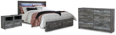 Best Deals Furniture - Ashley Furniture - Baystorm King Storage Bed, Dresser and 2 Nightstands - King Storage Bed, Dresser and 2 Nightstands / Gray - B221B75