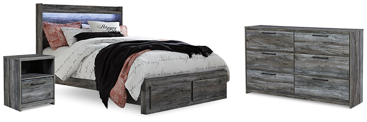 Best Deals Furniture - Ashley Furniture - Baystorm Queen Panel Storage Bed, Dresser and Nightstand - Queen Panel Storage Bed, Dresser and Nightstand / Gray - B221B48