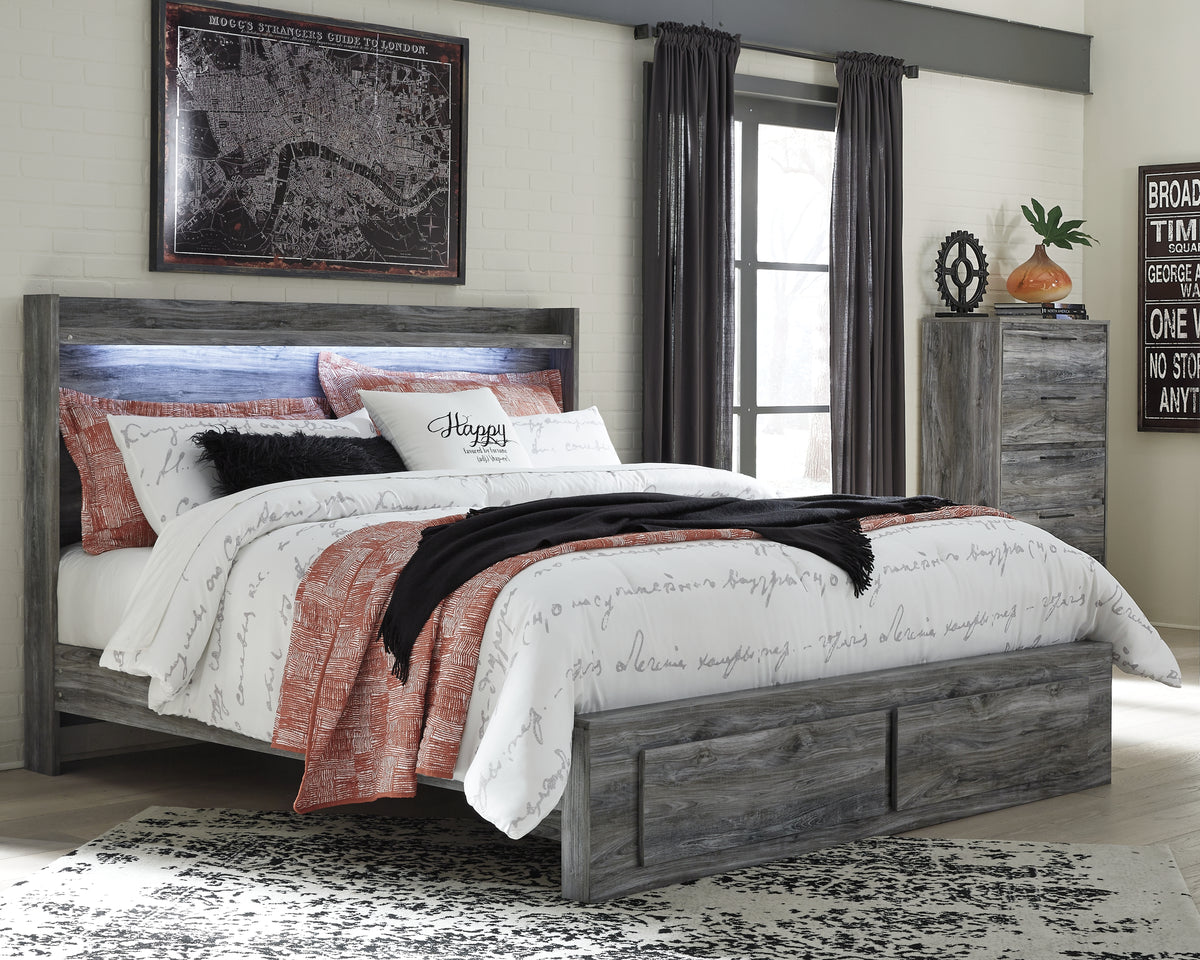 Best Deals Furniture - Ashley Furniture - Baystorm King Panel Storage Bed with Chest - King Panel Storage Bed with Chest / Gray - B221B37