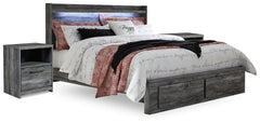 Best Deals Furniture - Ashley Furniture - Baystorm King Panel Storage Bed and 2 Nightstands - King Panel Storage Bed and 2 Nightstands / Gray - B221B55