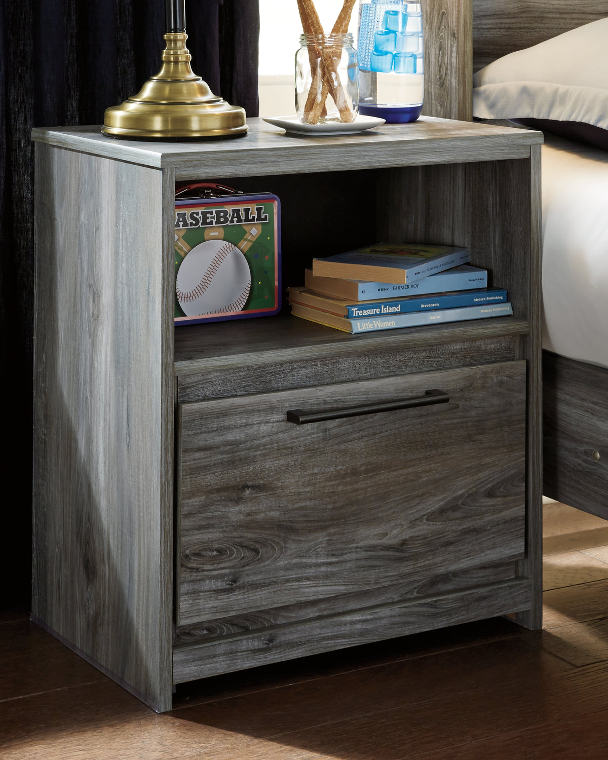 Best Deals Furniture - Ashley Furniture - Baystorm Nightstand - One Drawer Night Stand / Gray - B221-91