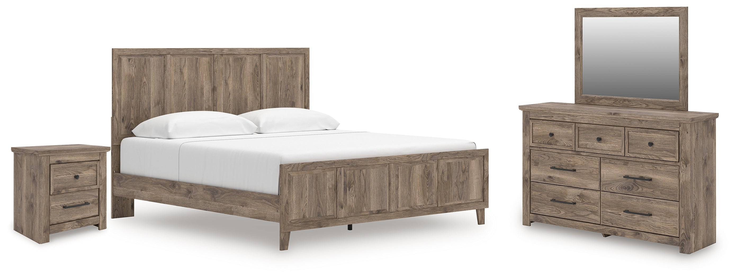 Best Deals Furniture - Ashley Furniture - Rusticott King Panel Bed, Dresser, Mirror and Nightstand - King Panel Bed, Dresser, Mirror and Nightstand - PCB2260B11