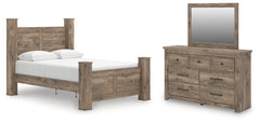 Best Deals Furniture - Ashley Furniture - Rusticott Queen Poster Bed, Dresser and Mirror - Queen Poster Bed, Dresser and Mirror - PCB2260B5