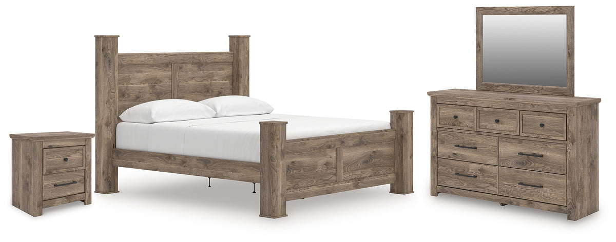 Best Deals Furniture - Ashley Furniture - Rusticott King Poster Bed, Dresser, Mirror and Nightstand - King Poster Bed, Dresser, Mirror and Nightstand - PCB2260B12