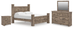 Best Deals Furniture - Ashley Furniture - Rusticott King Poster Bed, Dresser, Mirror and Nightstand - King Poster Bed, Dresser, Mirror and Nightstand - PCB2260B12