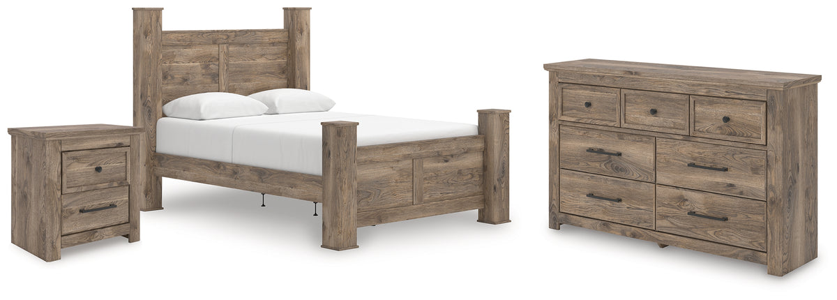 Best Deals Furniture - Ashley Furniture - Rusticott Queen Poster Bed, Dresser and Nightstand - Queen Poster Bed, Dresser and Nightstand - PCB2260B8