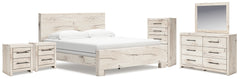 Best Deals Furniture - Ashley Furniture - Lawroy King Panel Bed, Dresser, Mirror, Chest and Nightstand - King Panel Bed, Dresser, Mirror, Chest and Nightstand - B2310B48