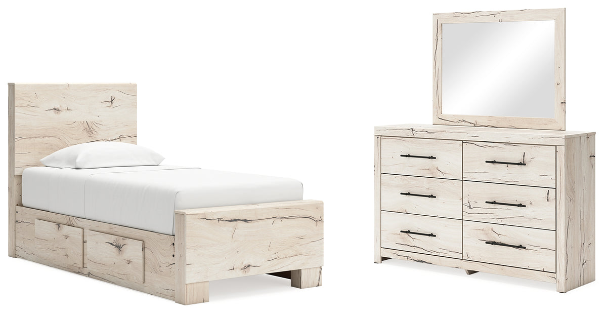 Best Deals Furniture - Ashley Furniture - Lawroy Twin Panel Bed with Storage, Dresser and Mirror - Twin Panel Bed with Storage, Dresser and Mirror - B2310B36