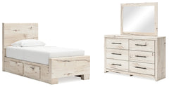 Best Deals Furniture - Ashley Furniture - Lawroy Twin Panel Bed with Storage, Dresser and Mirror - Twin Panel Bed with Storage, Dresser and Mirror - B2310B36