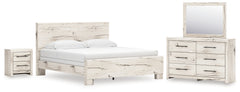 Best Deals Furniture - Ashley Furniture - Lawroy King Panel Bed, Dresser, Mirror and Nightstand - King Panel Bed, Dresser, Mirror and Nightstand / Light Natural - B2310B44