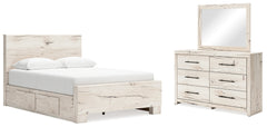 Best Deals Furniture - Ashley Furniture - Lawroy Queen Panel Bed with Storage, Dresser and Mirror - Queen Panel Bed with Storage, Dresser and Mirror - B2310B29