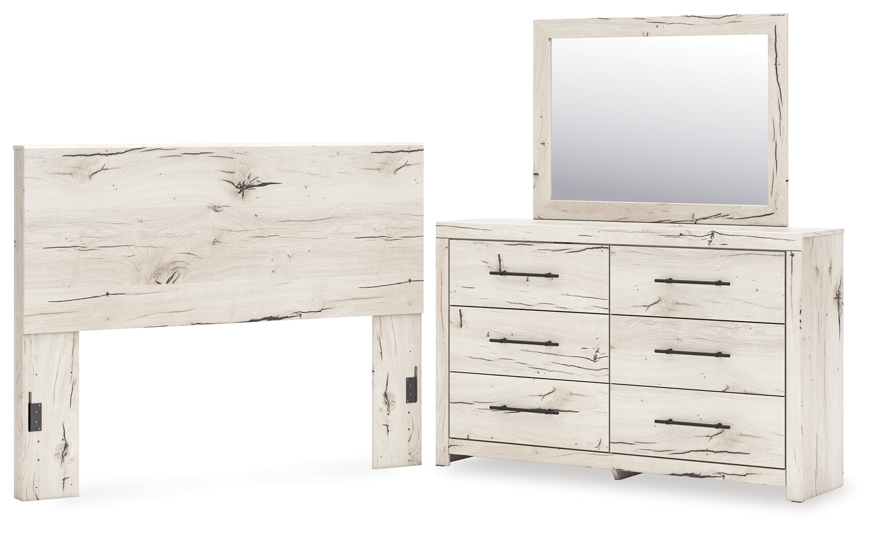 Best Deals Furniture - Ashley Furniture - Lawroy Queen Panel Headboard, Dresser and Mirror - Queen Panel Headboard, Dresser and Mirror / Light Natural - B2310B25