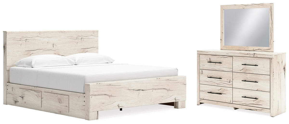 Best Deals Furniture - Ashley Furniture - Lawroy King Panel Bed with Storage, Dresser and Mirror - King Panel Bed with Storage, Dresser and Mirror - B2310B34