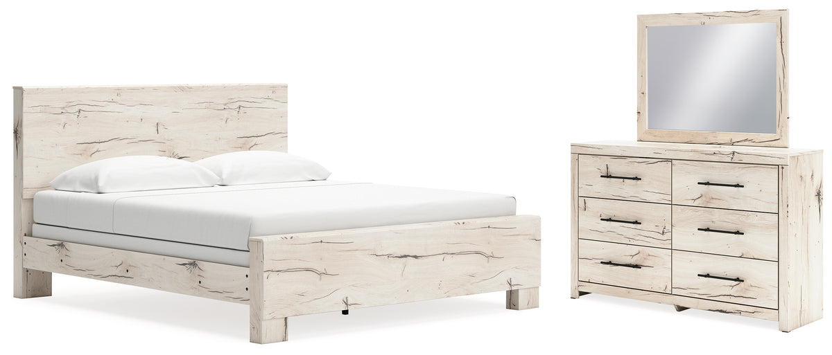 Best Deals Furniture - Ashley Furniture - Lawroy King Panel Bed, Dresser and Mirror - King Panel Bed, Dresser and Mirror - B2310B31