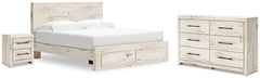 Best Deals Furniture - Ashley Furniture - Lawroy King Storage Bed, Dresser and Nightstand - King Storage Bed, Dresser and Nightstand / Light Natural - B2310B39